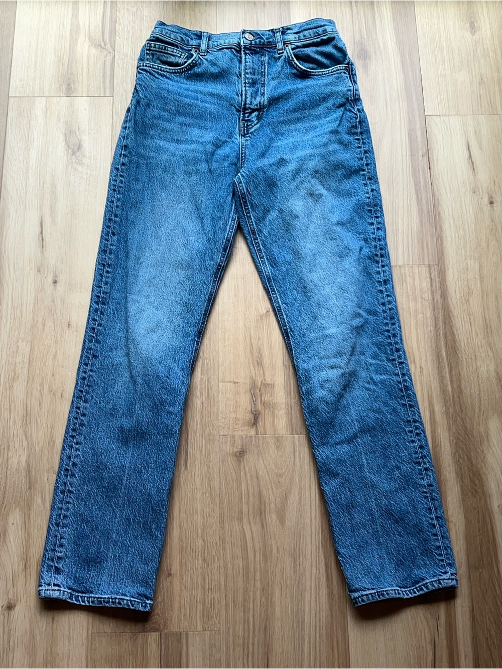 Reformation Straight-Leg Jeans in Medium Blue